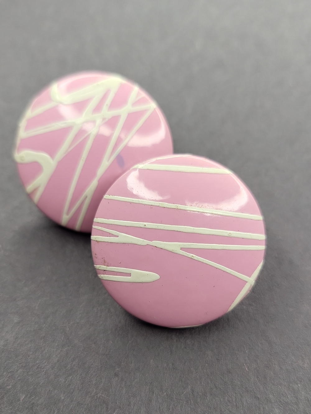 Pink Enamel Round Statement Earrings